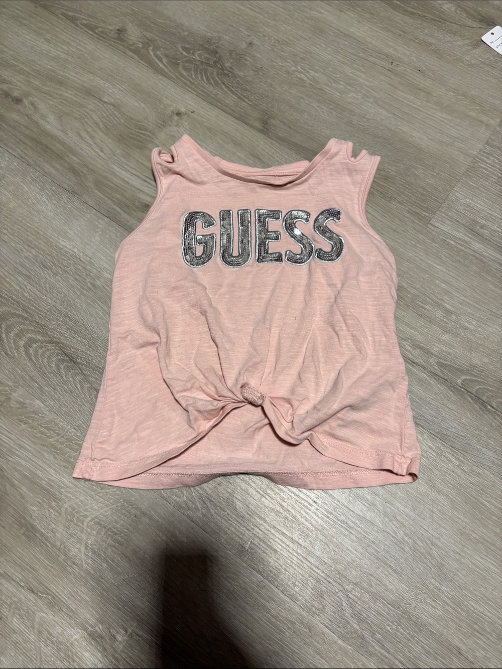 Guess Pink Girls' Knot-Front Tank with Metallic Logo